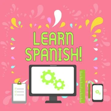 Word writing text Learn Spanish. Business concept for gain or acquire knowledge Stock Illustration