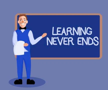 Word writing text Learning Never Ends. Business concept for Life Long Educati Illustrazione stock
