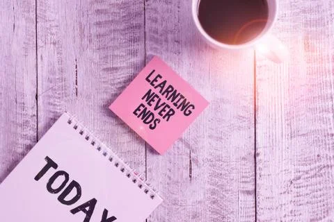 Word writing text Learning Never Ends. Business concept for Life Long Stock Photos
