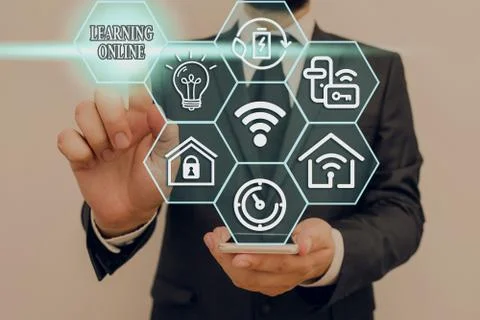 Word writing text Learning Online. Business concept for Learn something new with Fotos de archivo