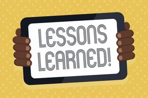 Word writing text Lessons Learned. Business concept for learning gained from Illustrazione stock
