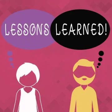 Word writing text Lessons Learned. Business concept for learning gained from Stock Illustration