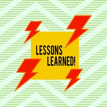 Word writing text Lessons Learned. Business concept for experiences distilled Illustrazione stock