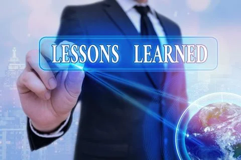 Word writing text Lessons Learned. Business concept for the knowledge or Stock Photos