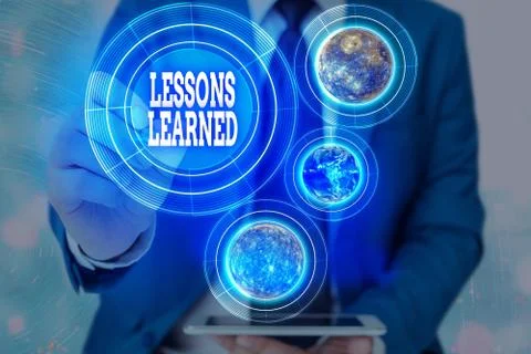 Word writing text Lessons Learned. Business concept for the knowledge or Stock Photos