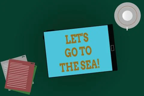 Word writing text Let S Is Go To The Sea. Business concept for Invitation to Ilustração Stock