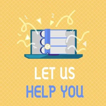 Word writing text Let Us Help You. Business concept for Offering a service to Stock Illustration