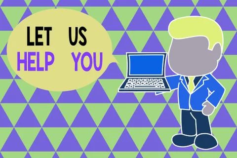 Word writing text Let Us Help You. Business concept for Offering a service to Stock Illustration