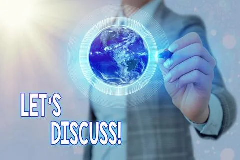 Word writing text Lets Discuss. Business concept for asking someone to talk Stock Photos