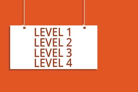 Word writing text Level 1 Level 2 Level 3 Level 4. Business concept for Steps Stock Illustration