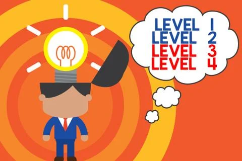 Word writing text Level 1, 2, 3 and 4. Business concept for Steps levels of a Stock Illustration