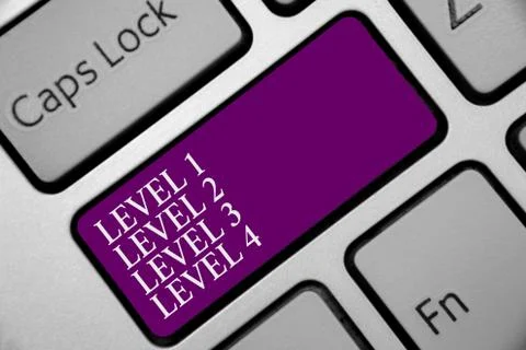 Word writing text Level 1 Level 2 Level 3 Level 4. Business concept for Steps Foto stock