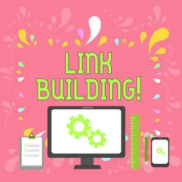 Word writing text Link Building. Business concept for process of acquiring hy イラスト素材
