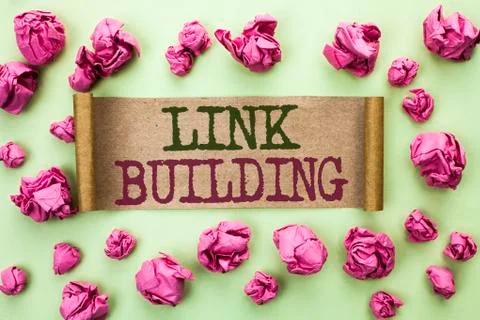 Word writing text Link Building. Business concept for Process of acquiring hy 스톡 사진