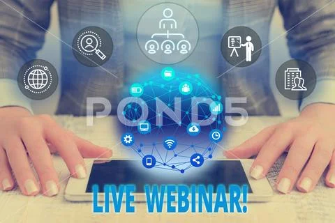 Word writing text Live Webinar. Business concept for presentation lecture or Stock Photos