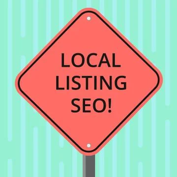 Word writing text Local Listing Seo. Business concept for promotional strategy Illustrazione stock