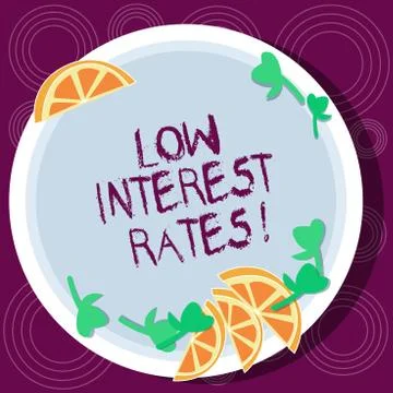 Word writing text Low Interest Rates. Business concept for meant to stimulate Stock Illustration