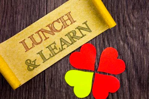 Word, writing, text  Lunch And Learn. Conceptual photo Presentation Training  Illustrazione stock