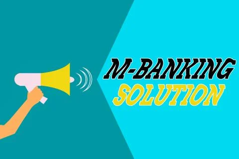 Word writing text M banking Solution. Business concept for conduct financial Illustrazione stock