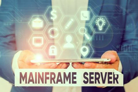 Word writing text Mainframe Server. Business concept for designed for processing Foto stock