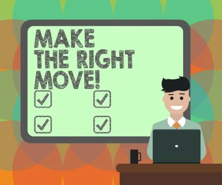 Word writing text Make The Right Move. Business concept for Take correct 스톡 일러스트