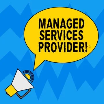 Word writing text Managed Services Provider. Business concept for IT service Illustrazione stock