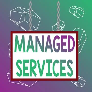 Word writing text Managed Services. Business concept for company that remotely Illustrazione stock