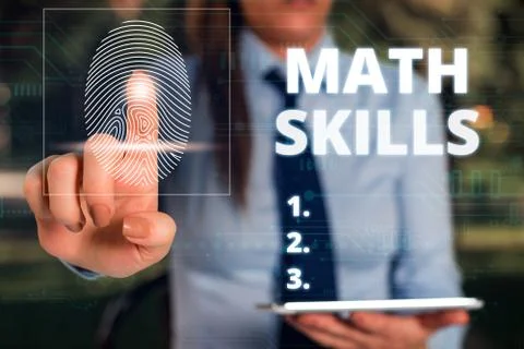 Word writing text Math Skills. Business concept for starting to learn how to Stock Photos