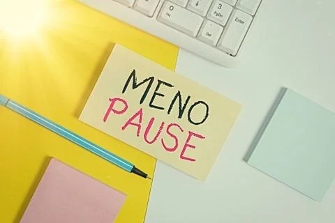 Word writing text Meno Pause. Business concept for the process through which a Stock Photos