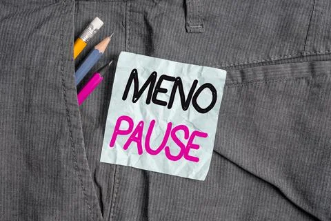 Word writing text Meno Pause. Business concept for the process through which a Stock Photos