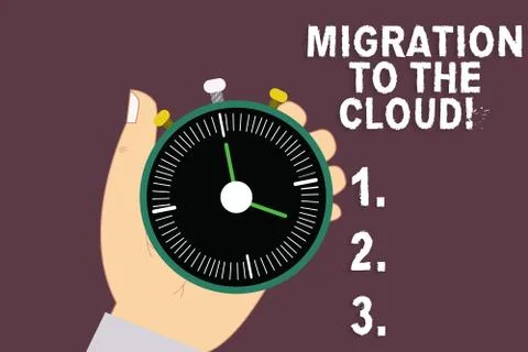Word writing text Migration To The Cloud. Business concept for Transfer data to Stock Illustration