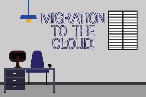 Word writing text Migration To The Cloud. Business concept for Transfer data to Stock Illustration