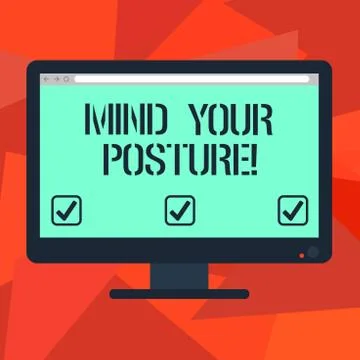 Word writing text Mind Your Posture. Business concept for placing both hands on Stock Illustration