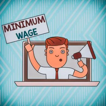 Word writing text Minimum Wage. Business concept for the lowest wage permitted Stock-Illustration