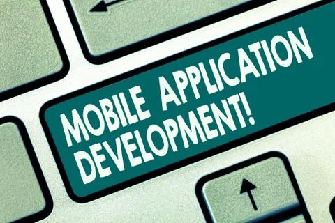 Word writing text Mobile Application Development. Business concept for Writing Stock Photos