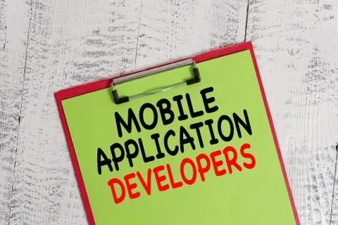 Word writing text Mobile Application Developers. Business concept for create Stock Photos