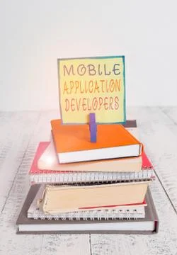 Word writing text Mobile Application Developers. Business concept for create Stock Photos