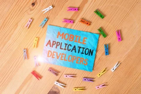 Word writing text Mobile Application Developers. Business concept for create Foto stock