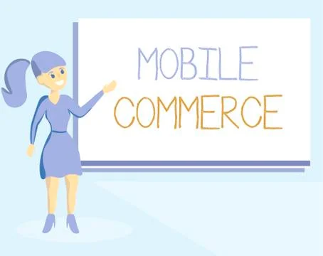 Word writing text Mobile Commerce. Business concept for Using mobile phone to Stock Illustration