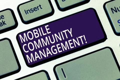 Word writing text Mobile Community Management. Business concept for building Stock Photos