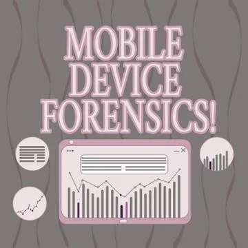 Word writing text Mobile Device Forensics. Business concept for Electronic data Illustrazione stock