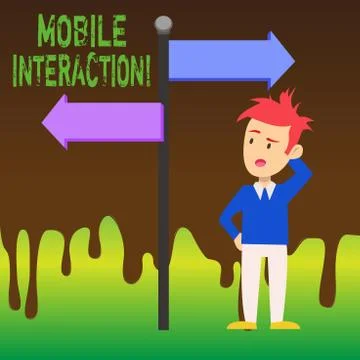 Word writing text Mobile Interaction. Business concept for the interaction Illustrazione stock