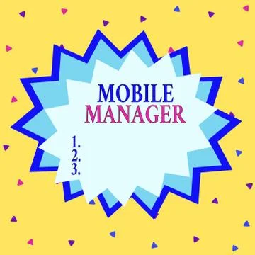 Word writing text Mobile Manager. Business concept for monitor, analysisage and Illustrazione stock