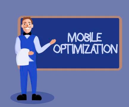 Word writing text Mobile Optimization. Business concept for Site Content Stock Illustration