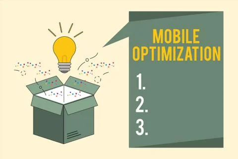 Word writing text Mobile Optimization. Business concept for Site Content Stock Illustration