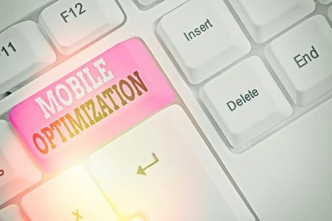 Word writing text Mobile Optimization. Business concept for Site Content Stock Photos