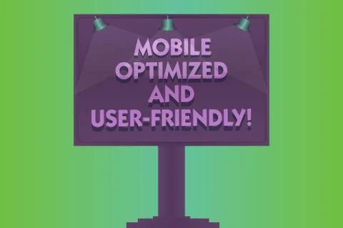 Word writing text Mobile Optimized And User Friendly. Business concept for Illustrazione stock