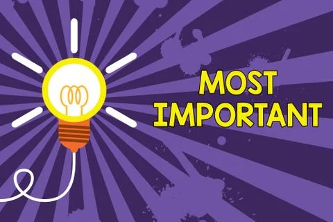 Word writing text Most Important. Business concept for Greatest or highest Stock Illustration