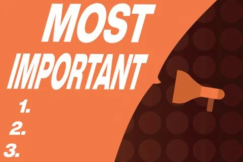 Word writing text Most Important. Business concept for Greatest or highest Stock Illustration