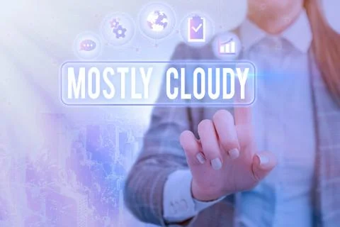 Word writing text Mostly Cloudy. Business concept for Shadowy Vaporous Foggy Foto stock